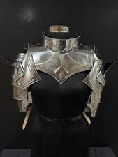 Handcrafted Women's Medieval Steel Gorget and Pauldrons Set – Female Knight Shou