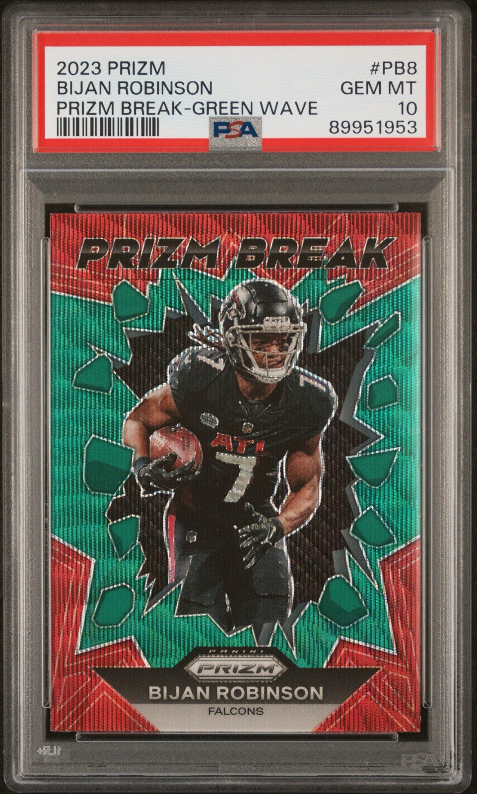Bijan Robinson Panini Prizm Break #PB8 Green Wave