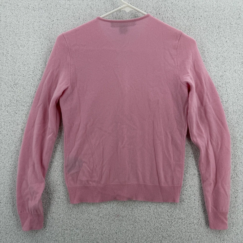 Ralph Lauren Sweater Womens Medium Pink Cashmere Cardigan Pearl Black Label - Image 2 of 4