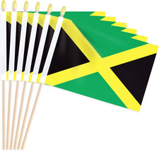 Pack of 20, Handheld Jamaica Flags 5X8 Inch   Small Jamaican Flags on Wooden Sti
