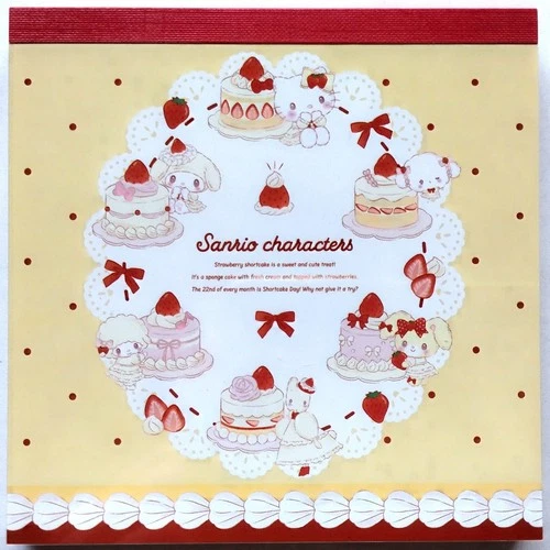 Sun-Star Sanrio Character Strawberry Cake Memo Pad 100 Hello Kitty MADE IN JAPAN