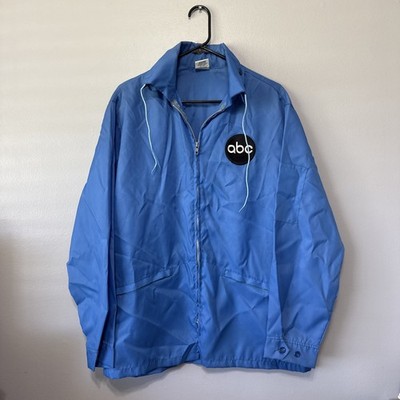 Vintage ABC News Jacket Mens Medium Windbreaker Blue Cap'N Jac Full Zip USA 60s