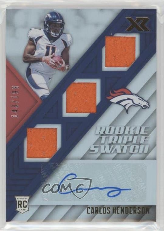 Carlos Henderson Panini XR #189 Triple Swatch Autograph