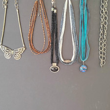 6pc Women’s Fashion Necklace Chain & Pendant Mixed Lot Mixed Metals Glass