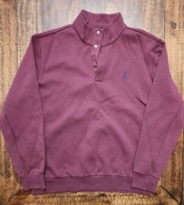 Polo Ralph Lauren 1/4 Snap Mock Neck Sweater Size Large Maroon
