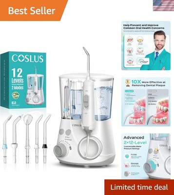 Advanced Water Flosser for Teeth: 2 Modes & 12 Pressure Settings Electric Den...