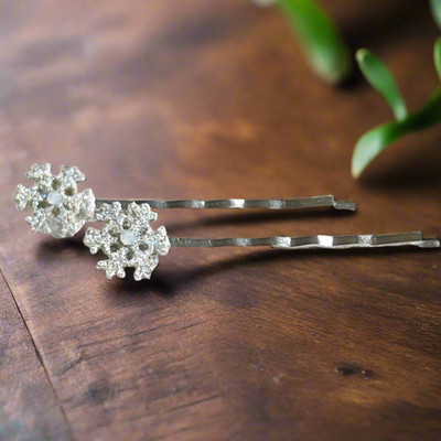 Silver Rhinestone Snowflake Hair Pin