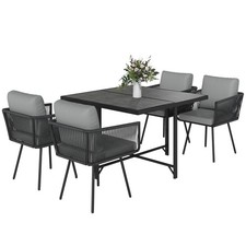 Outsunny 5 Piece Garden Furniture Set, Garden Dining Set with 4 Chairs