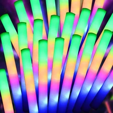 55 Pcs LED Foam Glow Sticks Bulk,Foam Light Up Sticks 3 Modes of Color Flashight