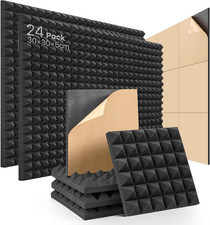 Pannelli Fonoassorbenti Autoadesivi 24 Pezzi Pannelli Insonorizzanti Alta Densit