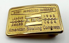 Vintage 1963-64 ABC American Bowling - BELT BUCKLE - Most Improved Average Award
