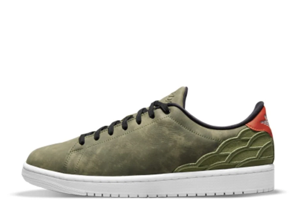 Nike Air Jordan 1 Centre Court verde olio mai usate