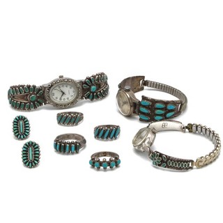 Southwest Signed VM Begay 925 Turquoise Needlepoint Jewelry Lot of 8 S5793 4
