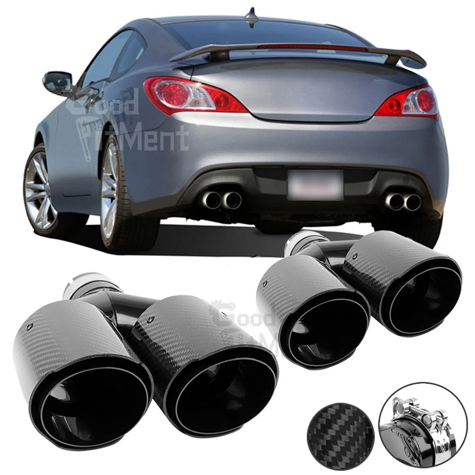 Pair Carbon Fiber Dual Exhaust Tip Pipe 2.5" inlet For Hyundai Genesis 3.8L 5.0L - Bild 1 von 4
