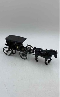 John Deere Collectible Horse And Carriage Black Cast Iron Farm Advertising Toy