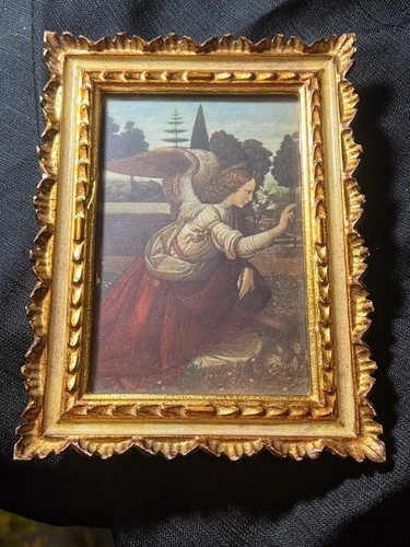 Vintage Italian Ornate Carved Wood Picture Frame Religious Print Art Angel Italy - Picture 13 of 13