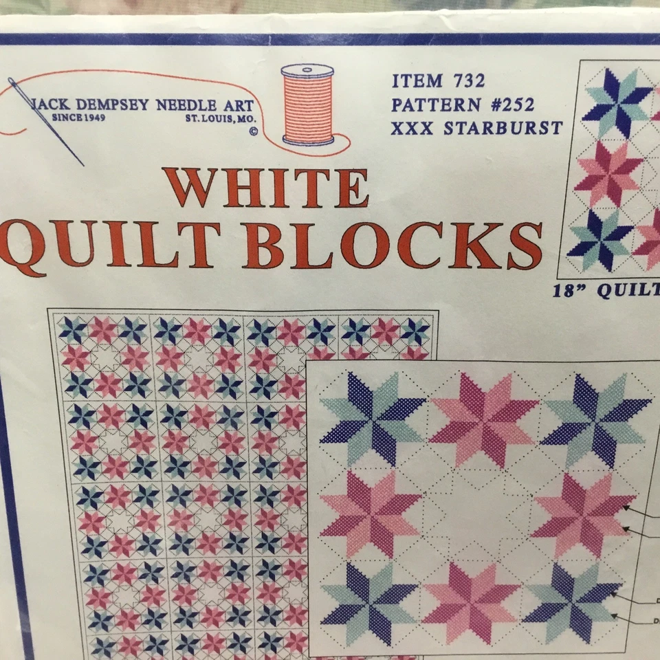 Lote de 3 bloques de edredón de arte blanco Jack Dempsey Starburst #732 6 cuadrados/paquete nuevos Foto 4 de 4