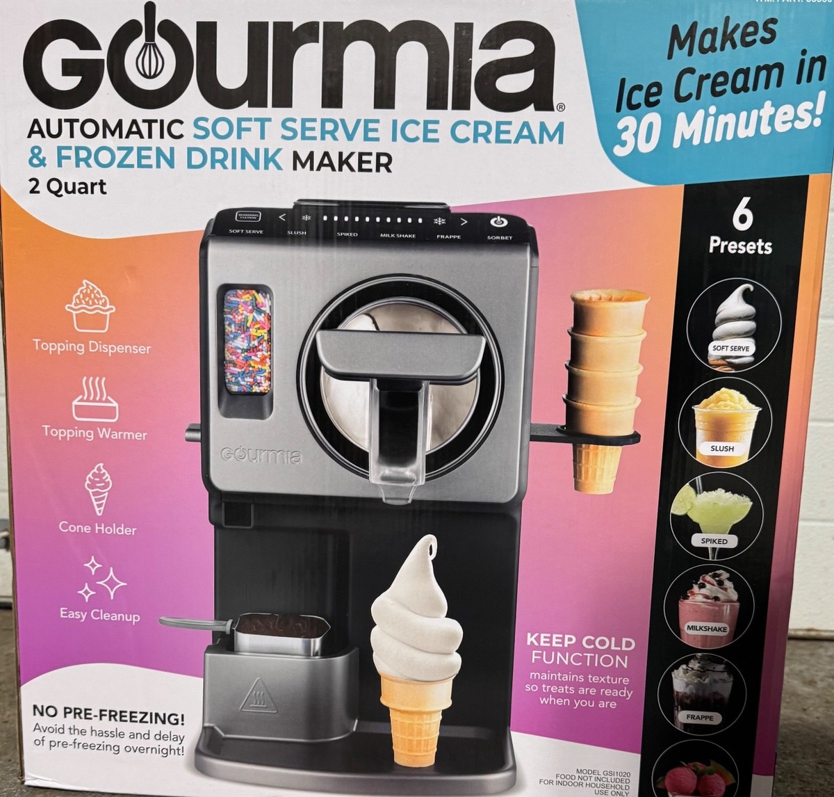 Brand New Gourmia 2 Quart Automatic Soft Serve Ice Cream and