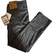 REEBOK NWT CHARCOAL HEATHER GRAY DUPLEX SPEED CAPRI WOMEN  S LEGGINGS Size XS