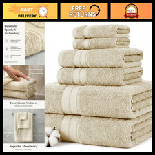 6-Piece Bath Towel Set - 2 Bath Towels, 2 Hand Towels, 2 Washcloths - 100 Cotto