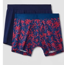 Men  s Goodfellow  Co 2pk Boxer Briefs Navy Print L NEW 