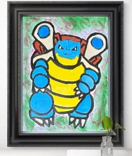 Original Art "Blastoise" 9x12 Canvas Expressionism Abstract Design Home Art