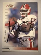 2001 SAGE /4500 Quincy Carter Auto Signed Rookie Card UGA Georgia Bulldogs. rookie card picture