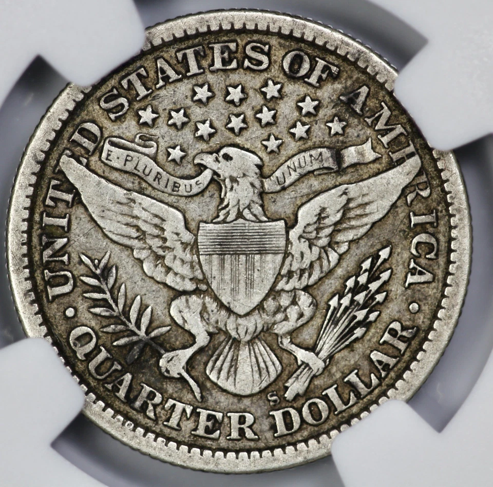 1897-S Barber 25c Silver Quarter NGC F 15 - Image 3 of 4