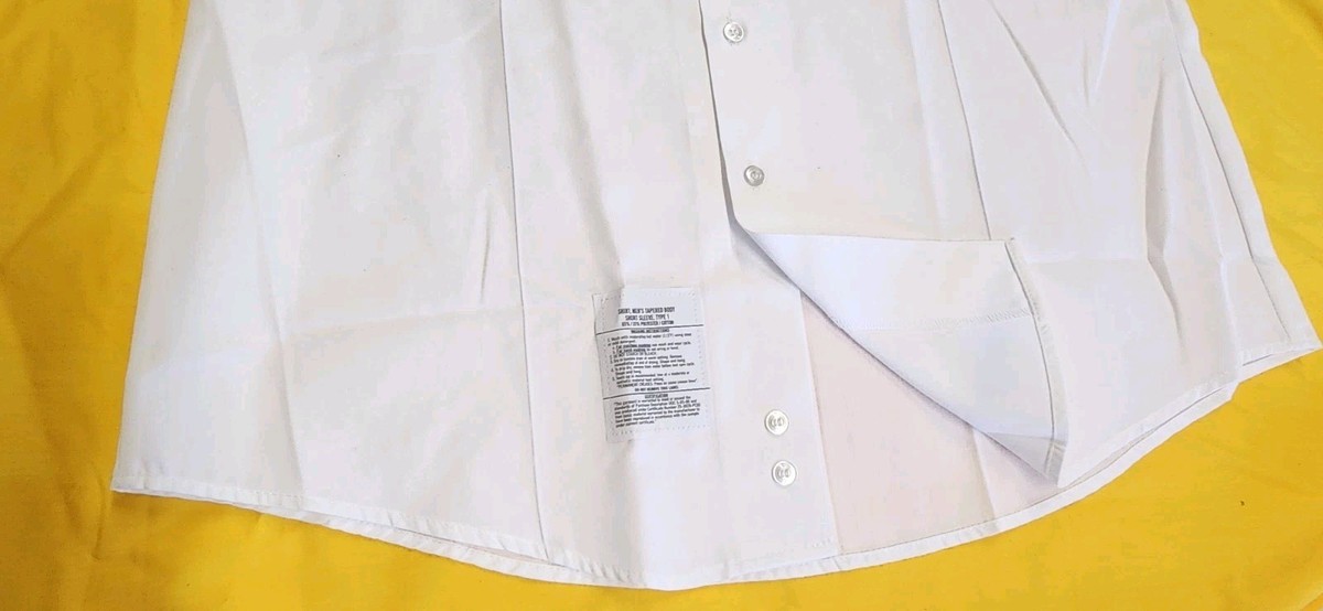 Marlow White Shirt Mens Size 17 Military Short Sleeve Button Up