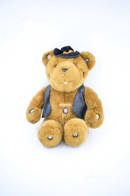 Talking Bear Numbers Bean Vintage With Faux Leather Vest (Batteries To Change