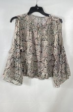 Twelfth Street Cynthia Vincent Women's Sheer Silk Paisley Ruffle Blouse S NWT