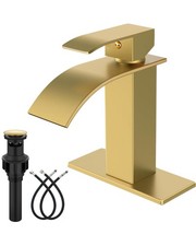 Waterfall Bathroom Faucet 1 Hole,Gold