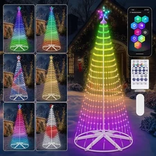 9.5FT Smart LED Christmas Cone Tree Lights, Lighted Outdoor Christmas Tree with 