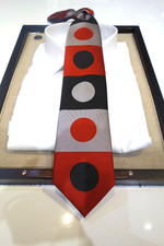 Talavari Tie Necktie Red Gray Black Big Polka dot Center