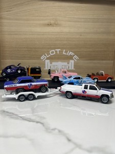 👀Very Nice AFX & Tyco Chassis Slot Car Custom Crafted Dually PickUp Trailer Car