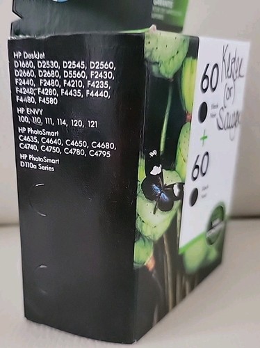Twin-Pack Genuine HP 60 Black CZ071FN Ink Cartridges, Exp.2020 ** SEALED PACKS - Picture 3 of 8