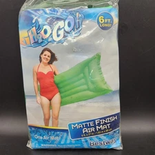H2O Go! Inflatable Pool 6' Lounge Mat Beach Air Matte Finish Green NOS
