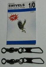 EAGLE CLAW 1042-019 Black Barrel Swivels Size 1/0 Qty(2)