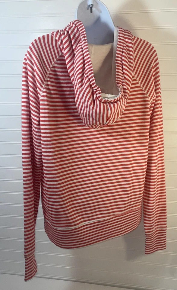 Sudadera con Capucha Gap Cremallera Completa Mujer Mediana Rosa Blanco Rayas Bolsillos Estilo #180516-01 Foto 4 de 4