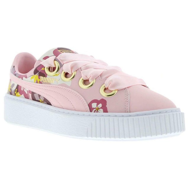 puma pink satin trainers