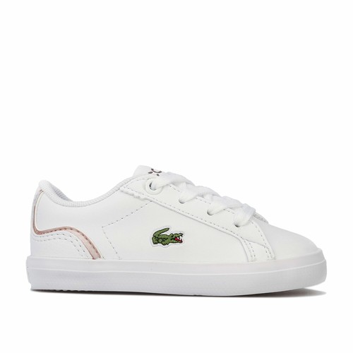 Infantil Niñas Lacoste Lerond 119 Entrenadores En Blanco Rosa-Cordones - |  eBay