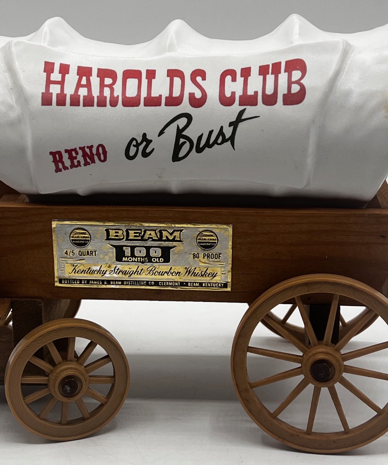 Vintage 1976 Jim Beam Whiskey "Harolds Club Reno or Bust" Stagecoach