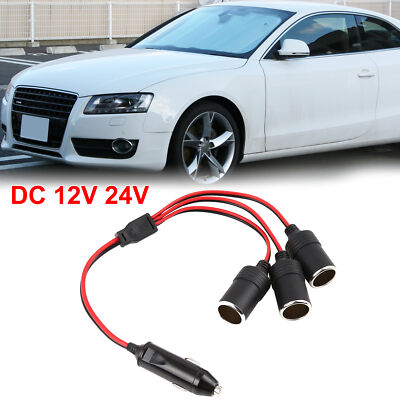 to Way Female Socket Splitter 12V 24V Car Cigarette Lighter