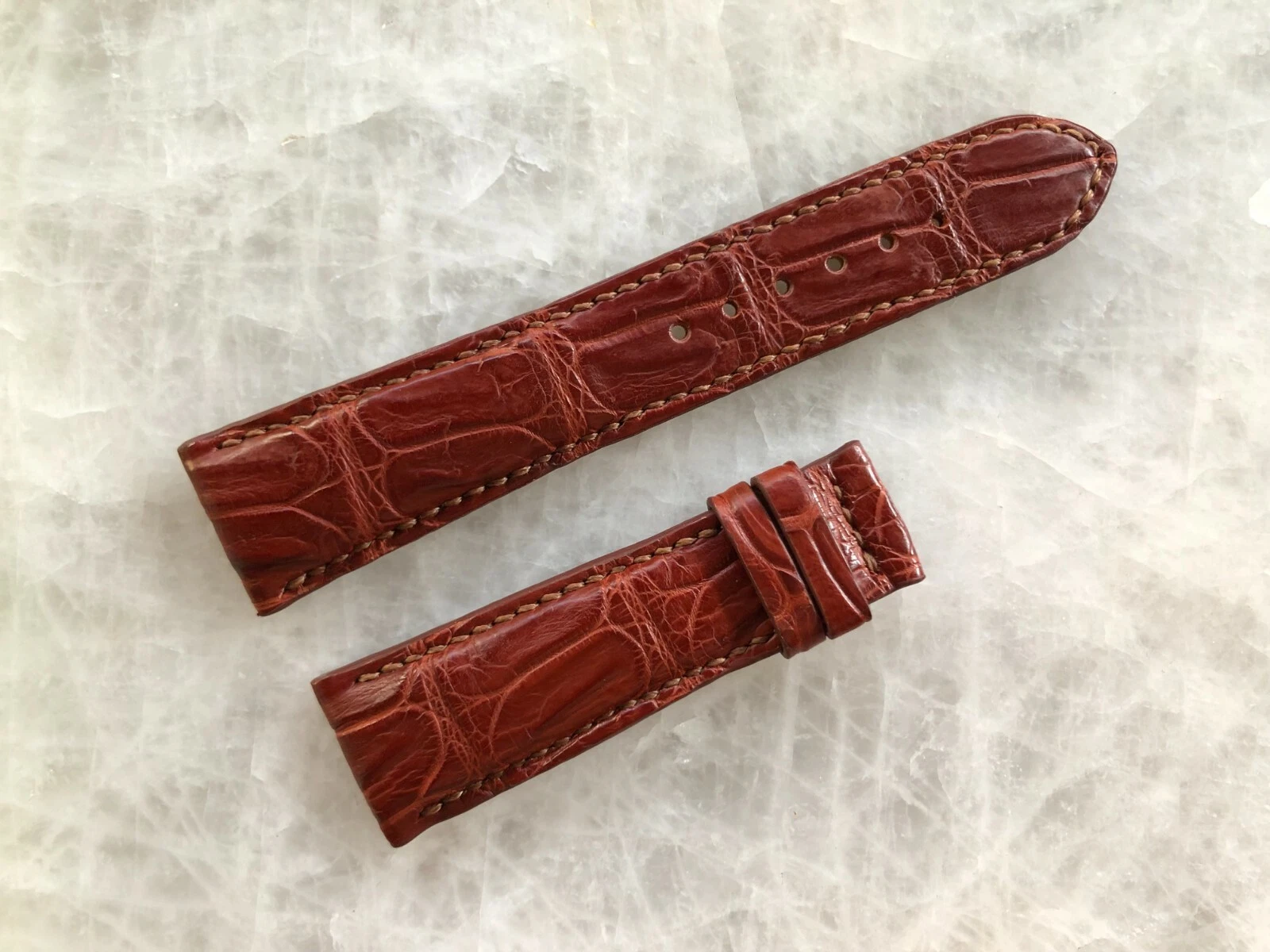 22mm/18mm Brown Alligator Crocodile Embossed Leather Watch Strap Band