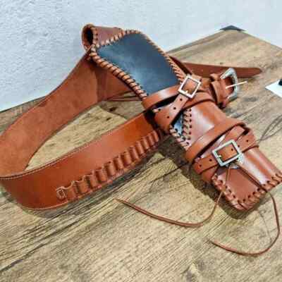 Brown ROSSI RANCH hand leather scabbard holster, leg holster for shot gun USA