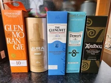 5 x Empty Whisky Alcohol Bottles For Upscaling MINT - Glenmorangie, Ardbeg,Jura+