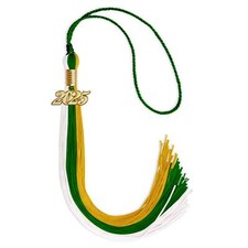 Endea Graduation Green/Gold/White Tassel with Gold Date Drop