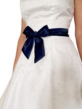 CHILD'S 2"x58" SATIN Short Fancy Dress Ribbon SASH Belt Wrap Bow Band Bridesmaid
