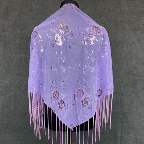Embroidered Shawl Violet Lace Scarf Evening Wrap Triangular Dancing Shawl