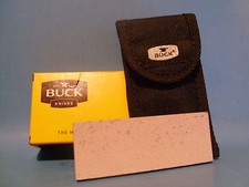 Genuine Buck Knives Arkansas Washita Sharpening Stone with Sheath Made in USA